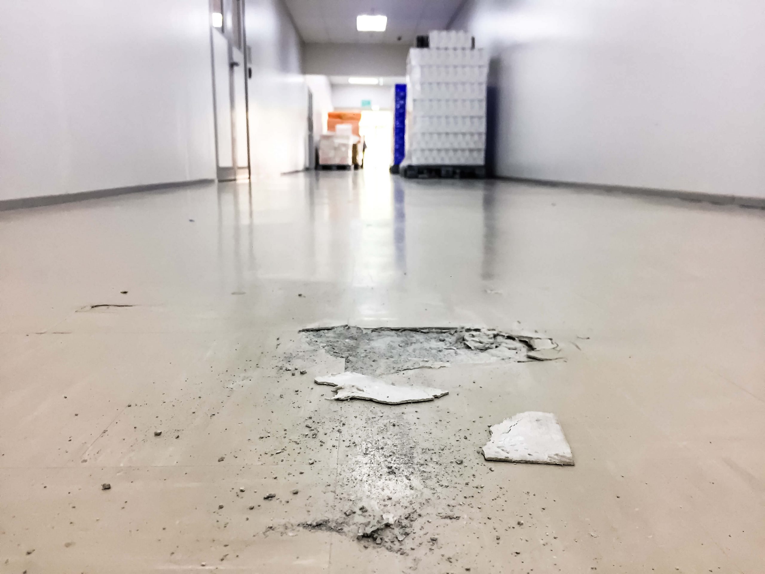 chipped concrete flooring